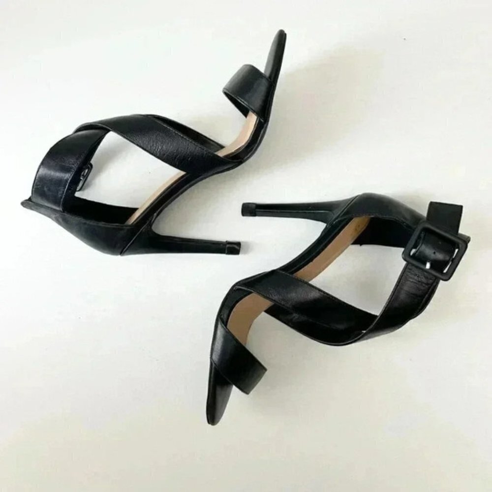 Le Chateau Strappy Leather Sandals High Heel Stilettos Black Size 7.5 - Picture 15 of 16